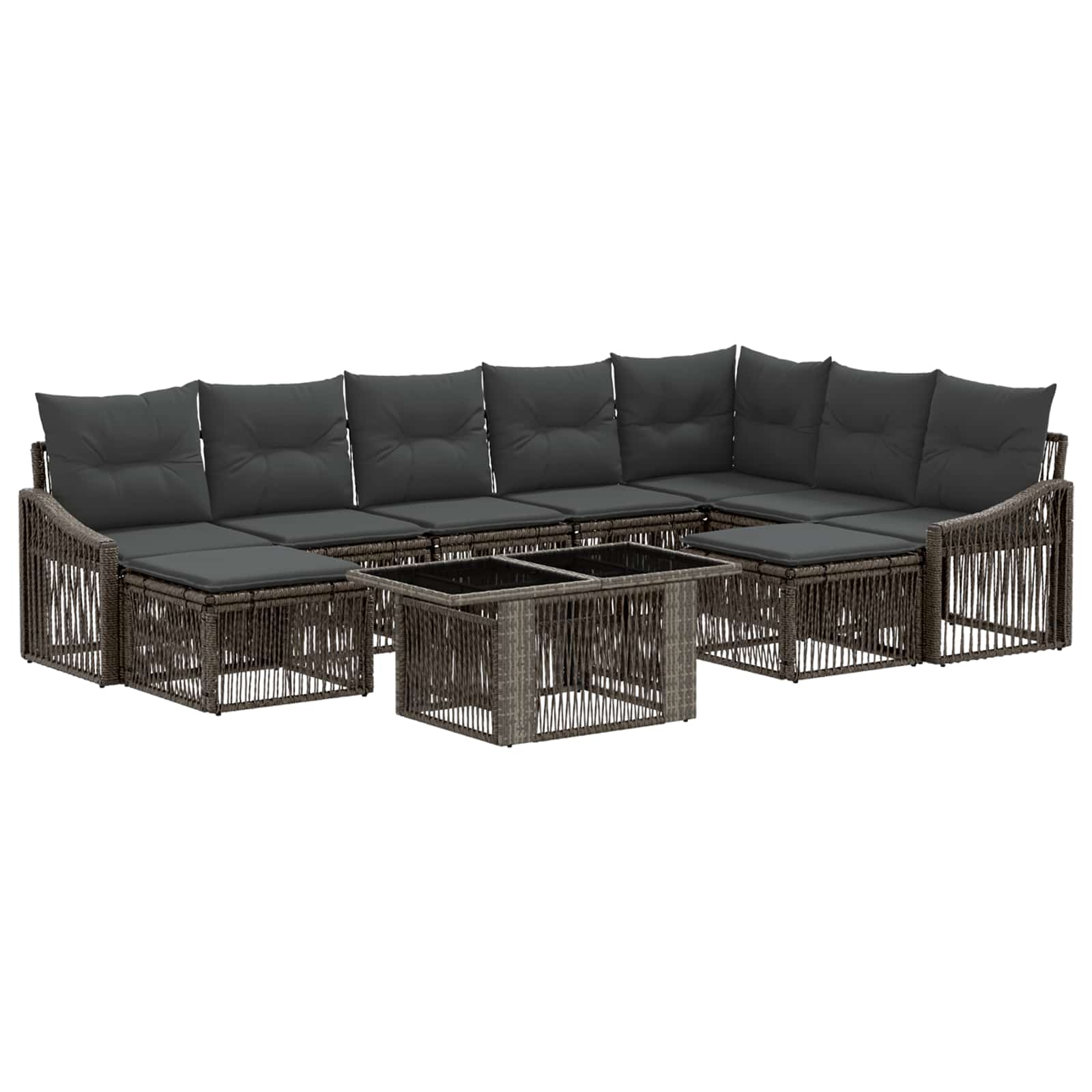 Gartensofa-set 10 stk. Grau und Dunkelgrau Poly-Rattan