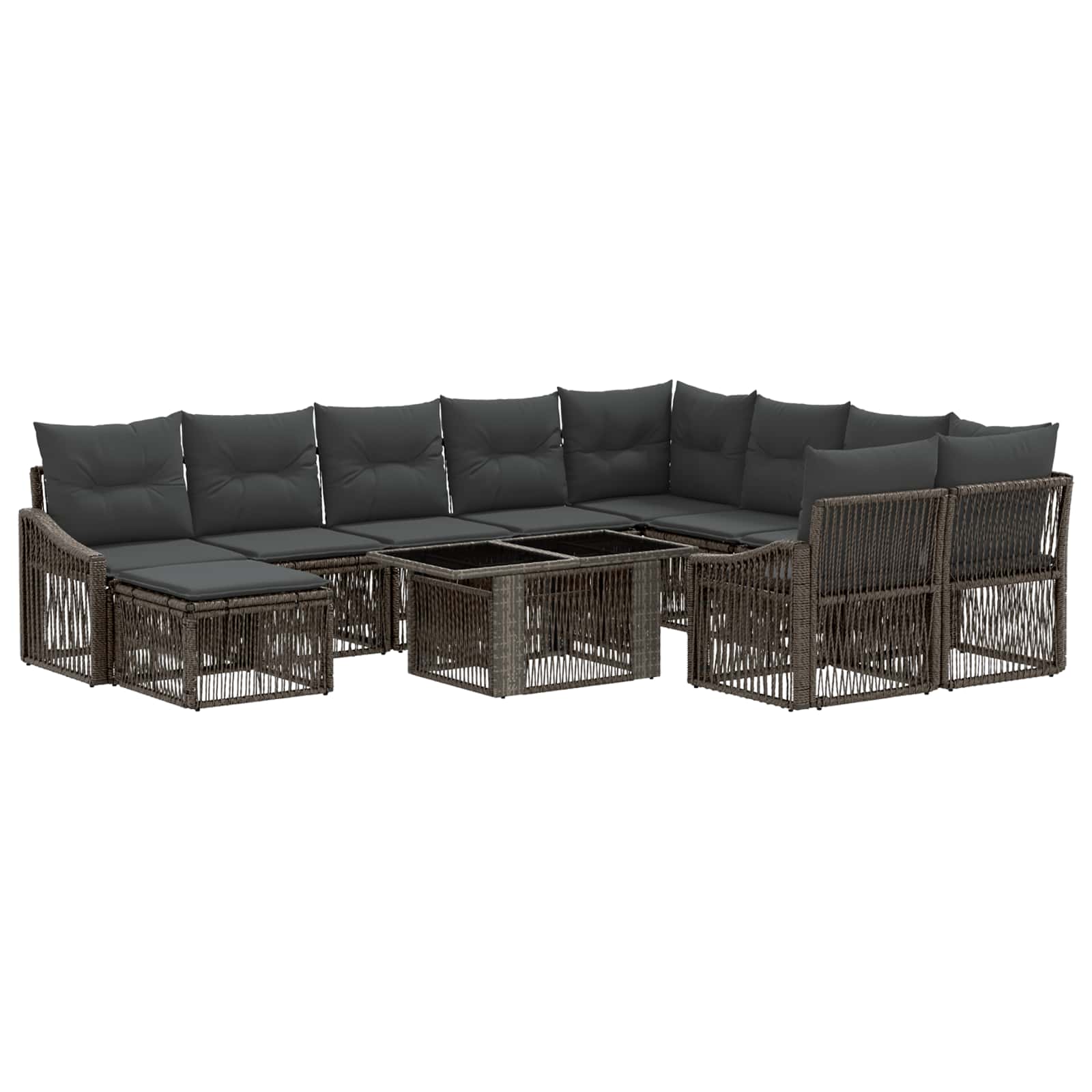 Gartensofa-set 11 stk. Grau und Dunkelgrau Poly-Rattan