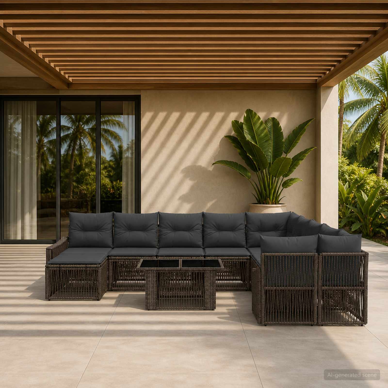 Gartensofa-set 12 stk. Grau und Dunkelgrau Poly-Rattan