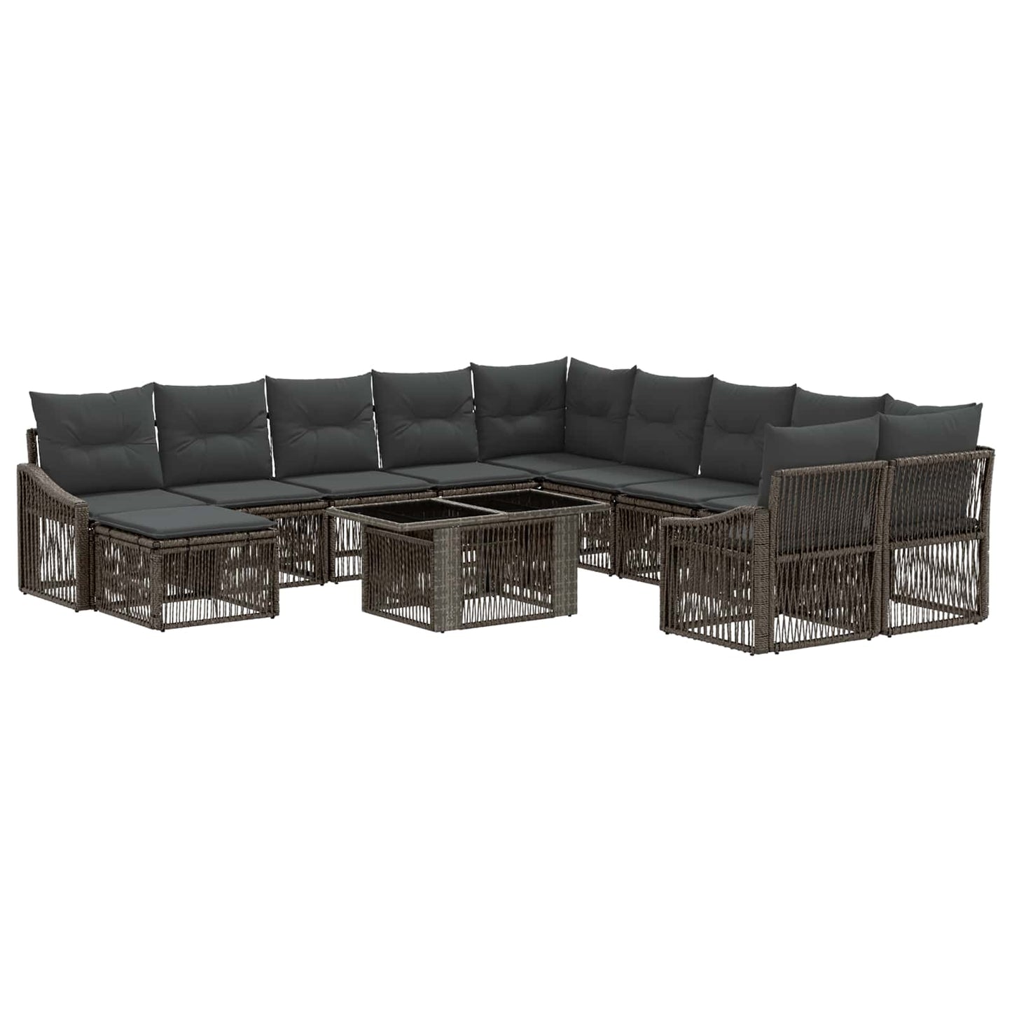 Gartensofa-set 12 stk. Grau und Dunkelgrau Poly-Rattan