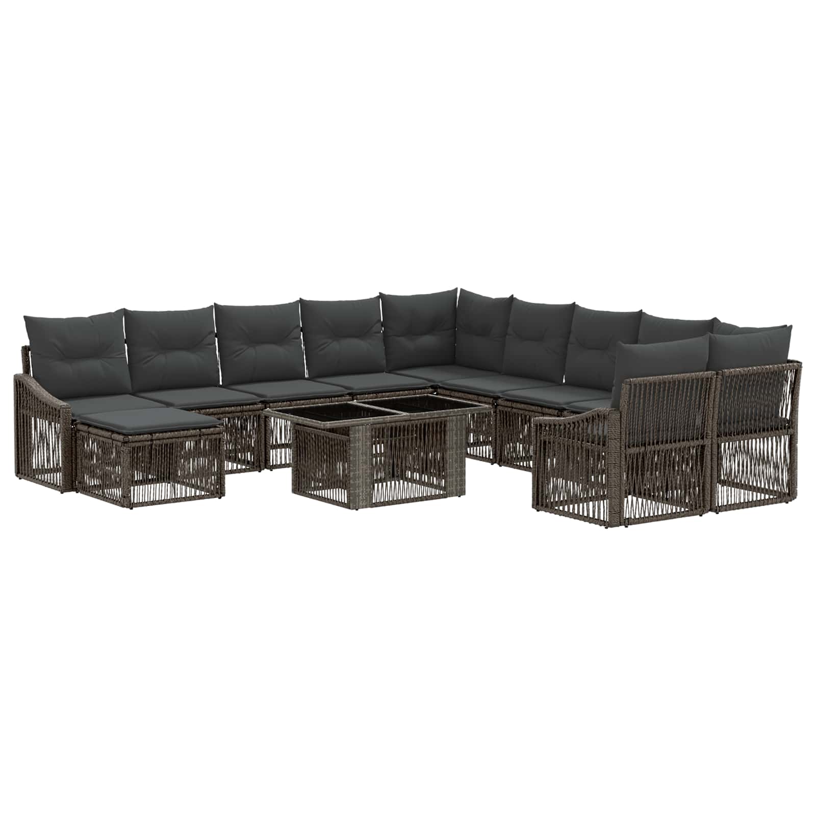 Gartensofa-set 12 stk. Grau und Dunkelgrau Poly-Rattan