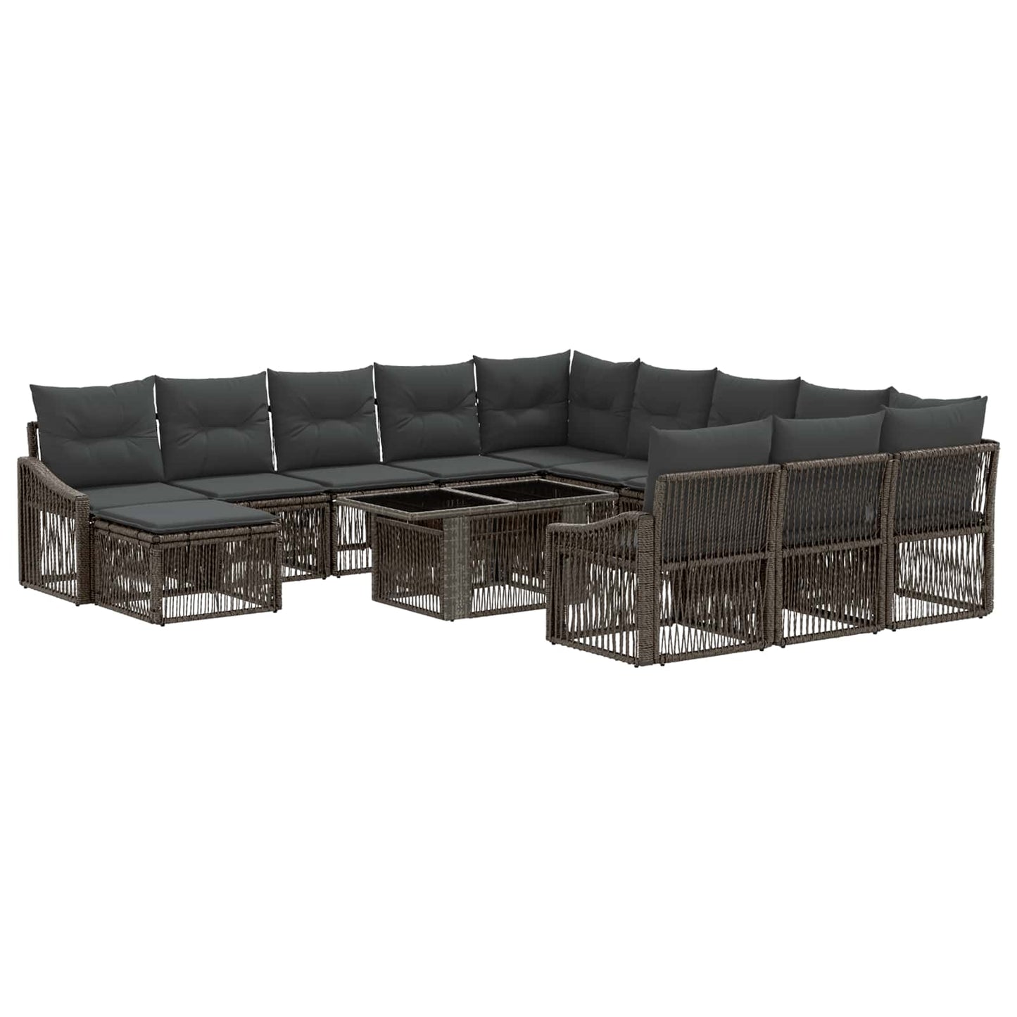 Gartensofa-set 13 stk. Grau und Dunkelgrau Poly-Rattan