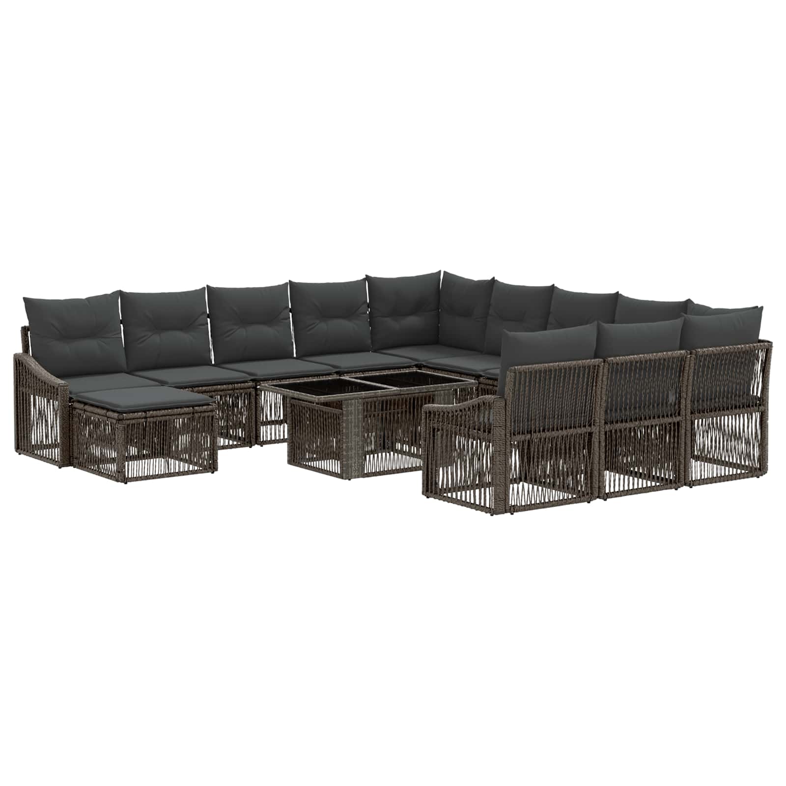 Gartensofa-set 13 stk. Grau und Dunkelgrau Poly-Rattan