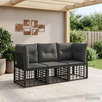 Outdoor-Sofagarnitur Schwarz Polyester