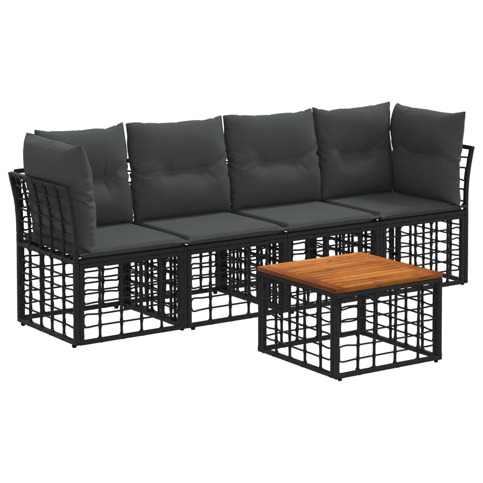 Outdoor-Sofagarnitur 5 stk. Schwarz und Dunkelgrau Polyester