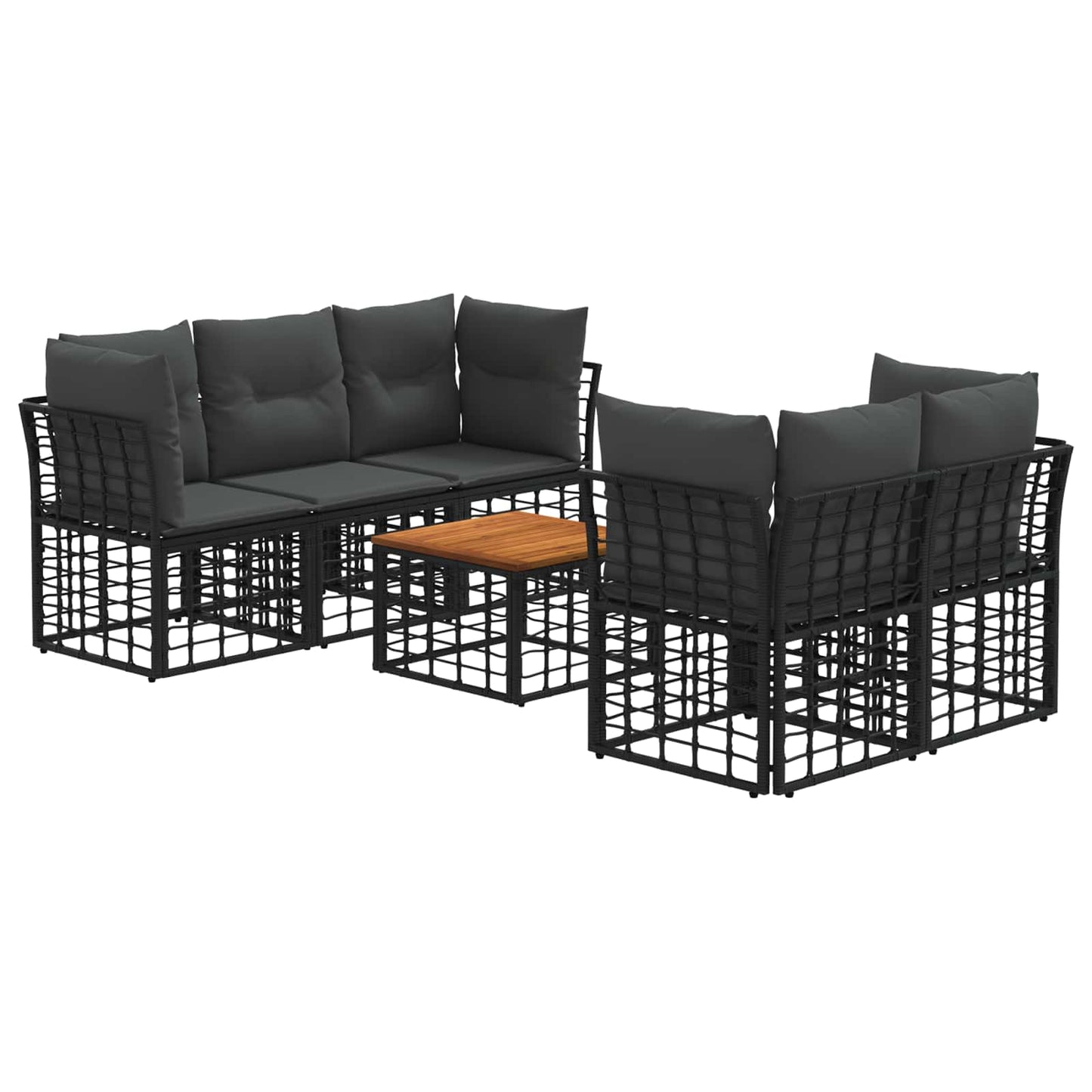 Outdoor-Sofagarnitur 6 stk. Schwarz und Dunkelgrau Poly-Rattan