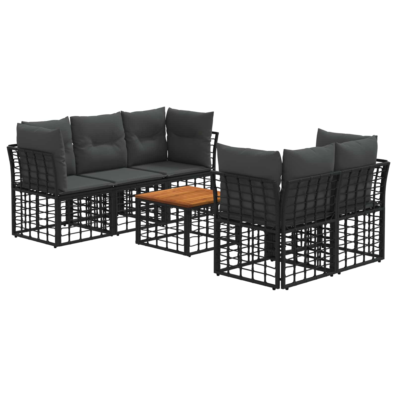 Outdoor-Sofagarnitur 6 stk. Schwarz und Dunkelgrau Poly-Rattan