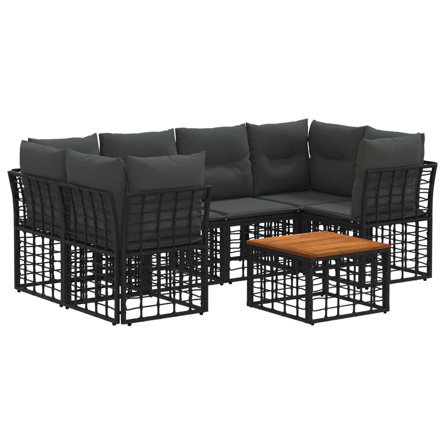 Outdoor-Sofagarnitur 7 stk. Schwarz und Dunkelgrau Poly-Rattan