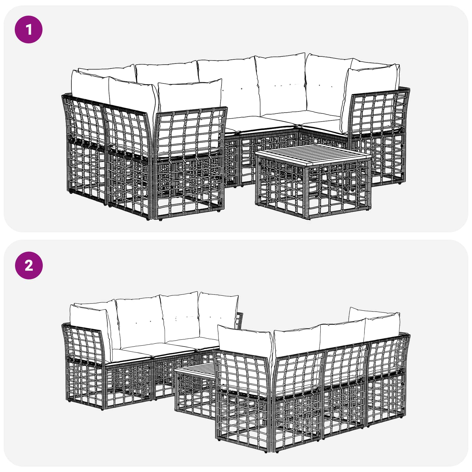Outdoor-Sofagarnitur 7 stk. Schwarz und Dunkelgrau Poly-Rattan