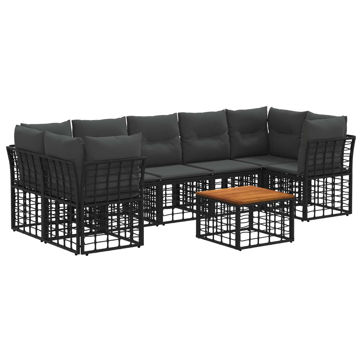 Outdoor-Sofagarnitur 8 stk. Schwarz und Dunkelgrau Poly-Rattan