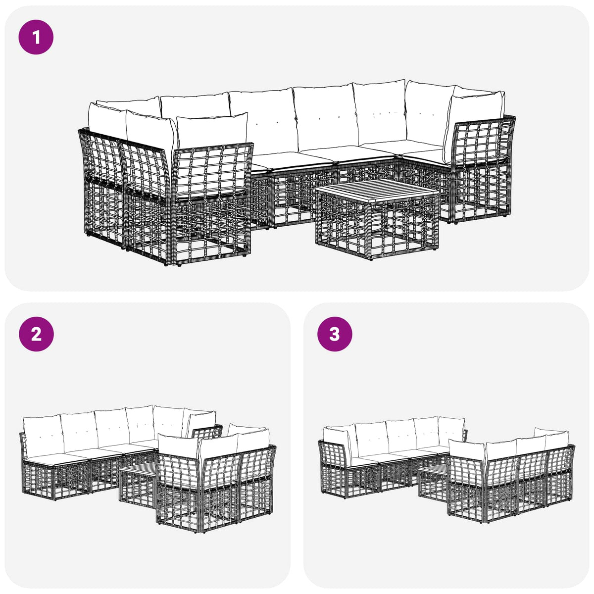 Outdoor-Sofagarnitur 8 stk. Schwarz und Dunkelgrau Poly-Rattan