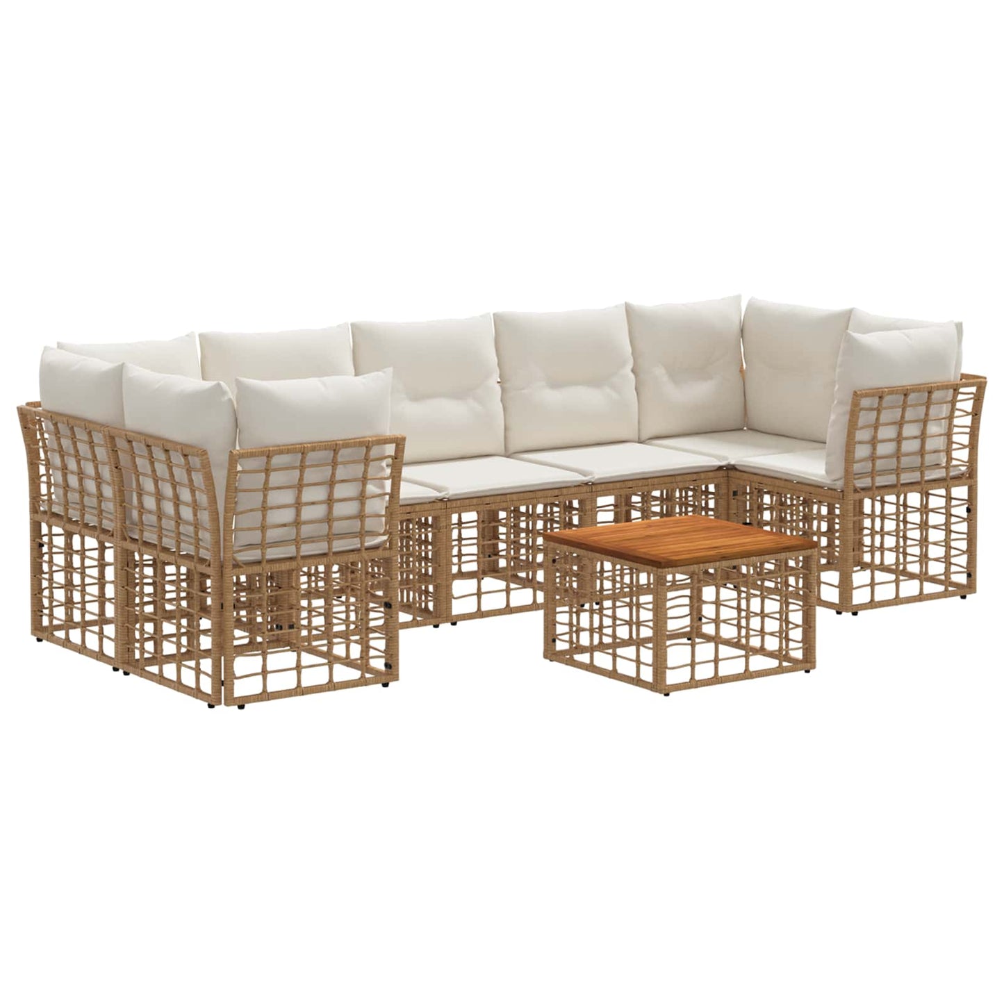 Outdoor-Sofagarnitur 8 stk. Natürlich und Cremweiß Poly-Rattan