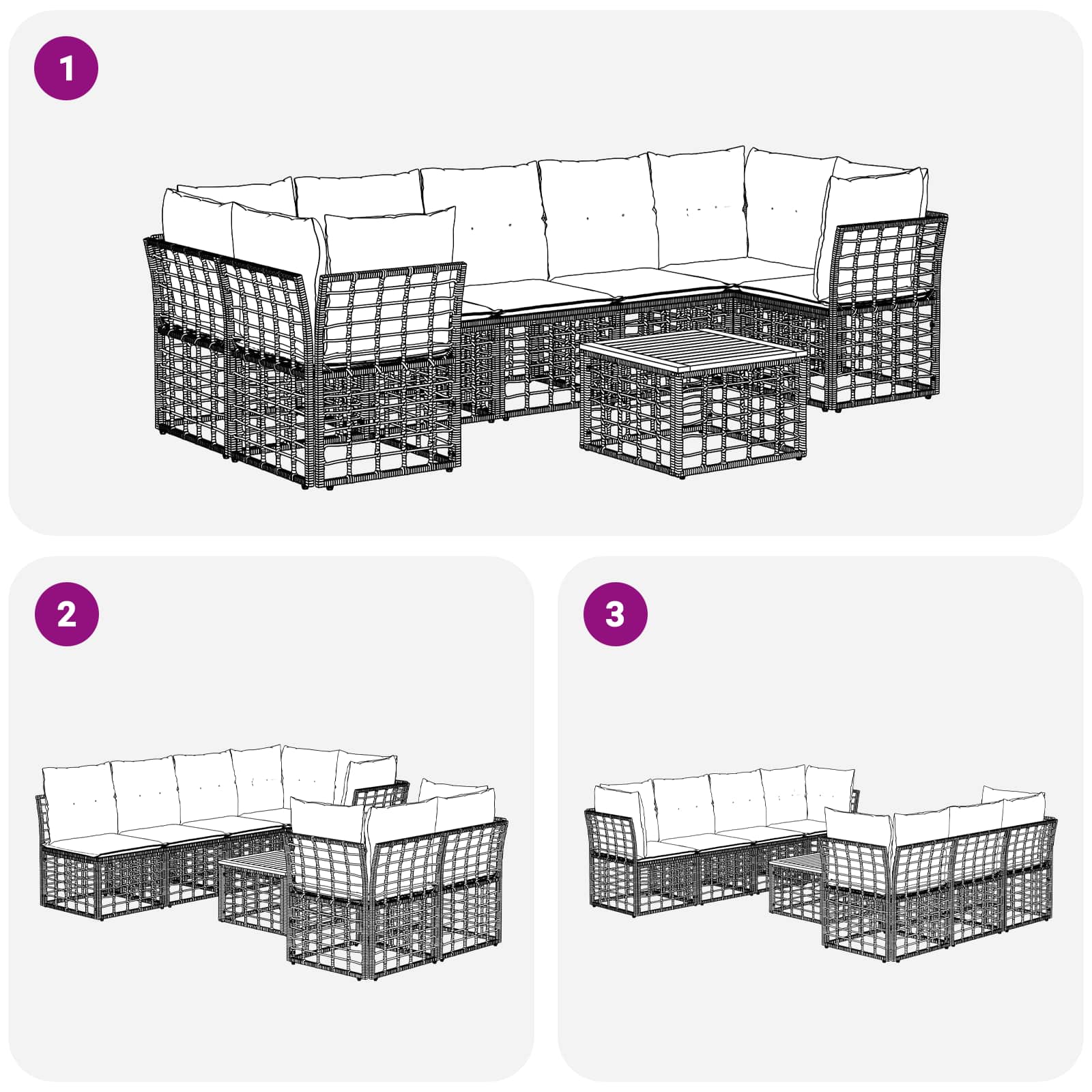 Outdoor-Sofagarnitur 8 stk. Natürlich und Cremweiß Poly-Rattan