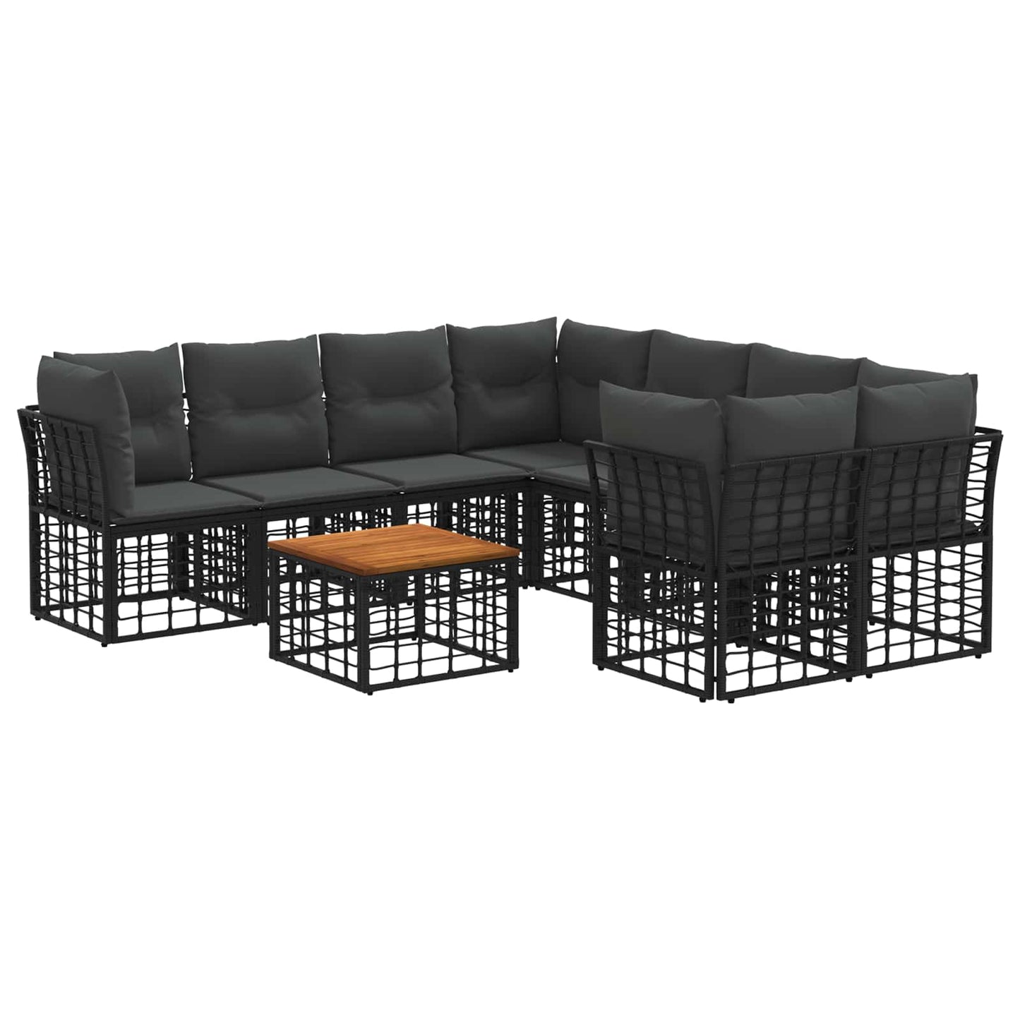 Outdoor-Sofagarnitur 9 stk. Schwarz und Dunkelgrau Poly-Rattan