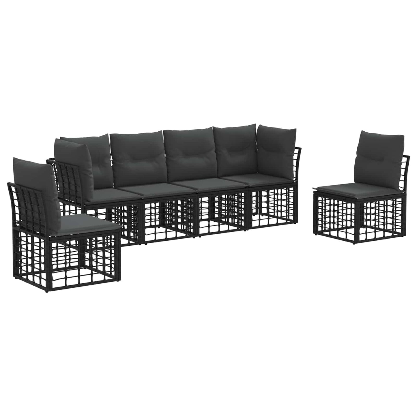 Outdoor-Sofagarnitur Schwarz Polyester