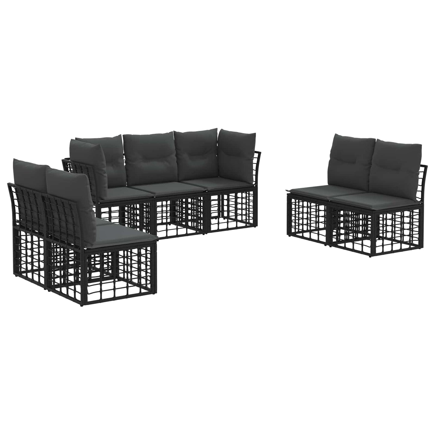 Outdoor-Sofagarnitur Schwarz Polyester