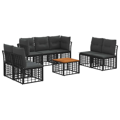 Outdoor-Sofagarnitur 8 stk. Schwarz und Dunkelgrau Polyester
