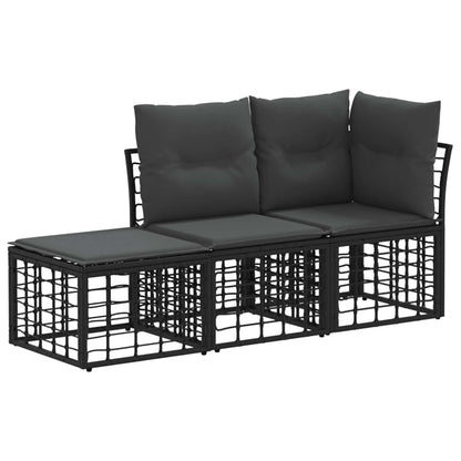 Outdoor-Sofagarnitur 3 stk. Schwarz Polyester