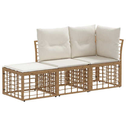 Outdoor-Sofagarnitur 3 stk. Natur Polyester
