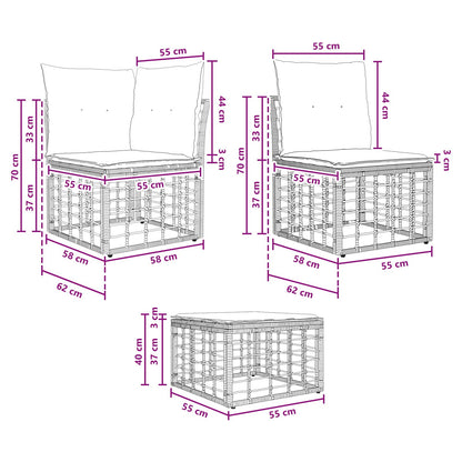Outdoor-Sofagarnitur 3 stk. Natur Polyester