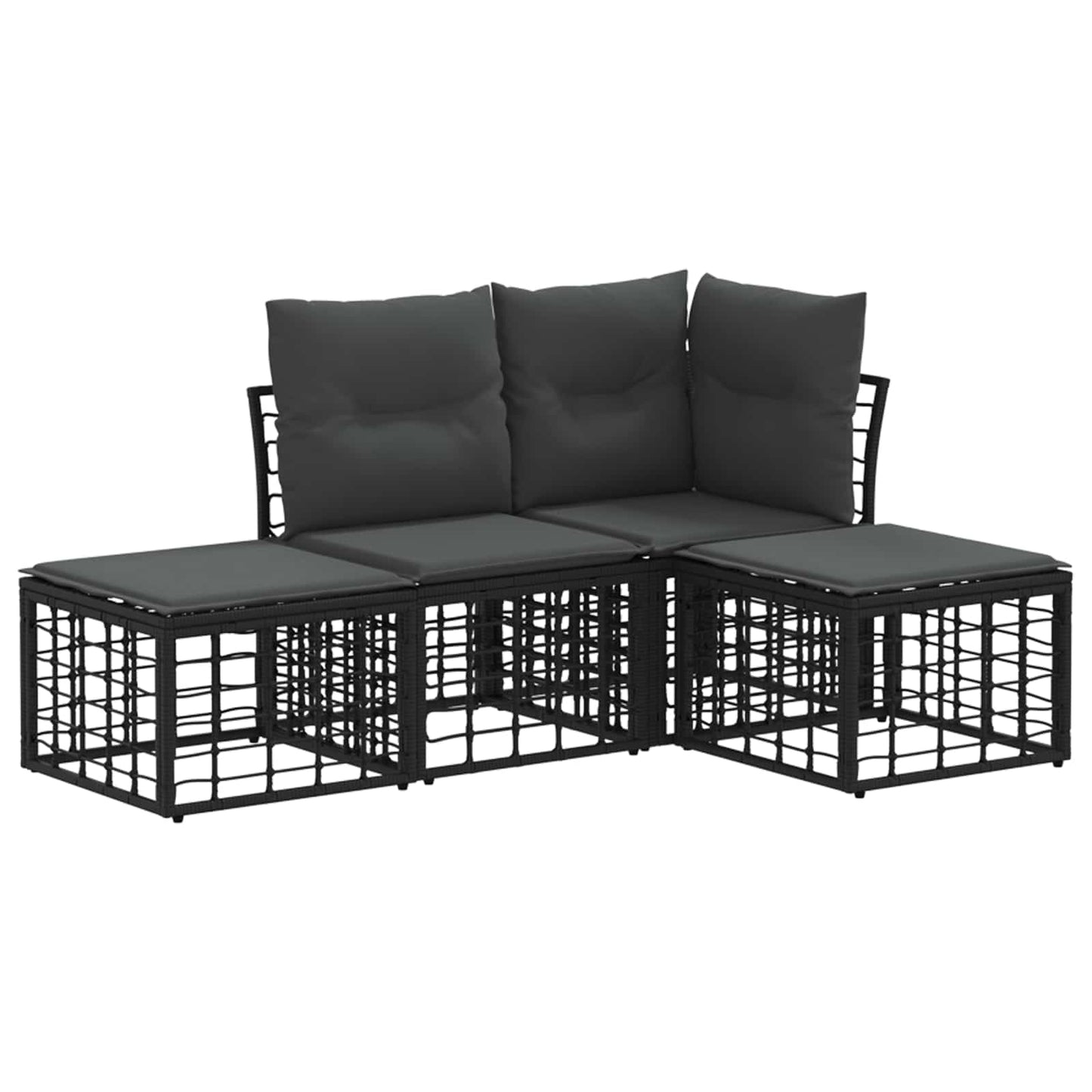 Outdoor-Sofagarnitur Schwarz Polyester