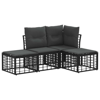 Outdoor-Sofagarnitur Schwarz Polyester