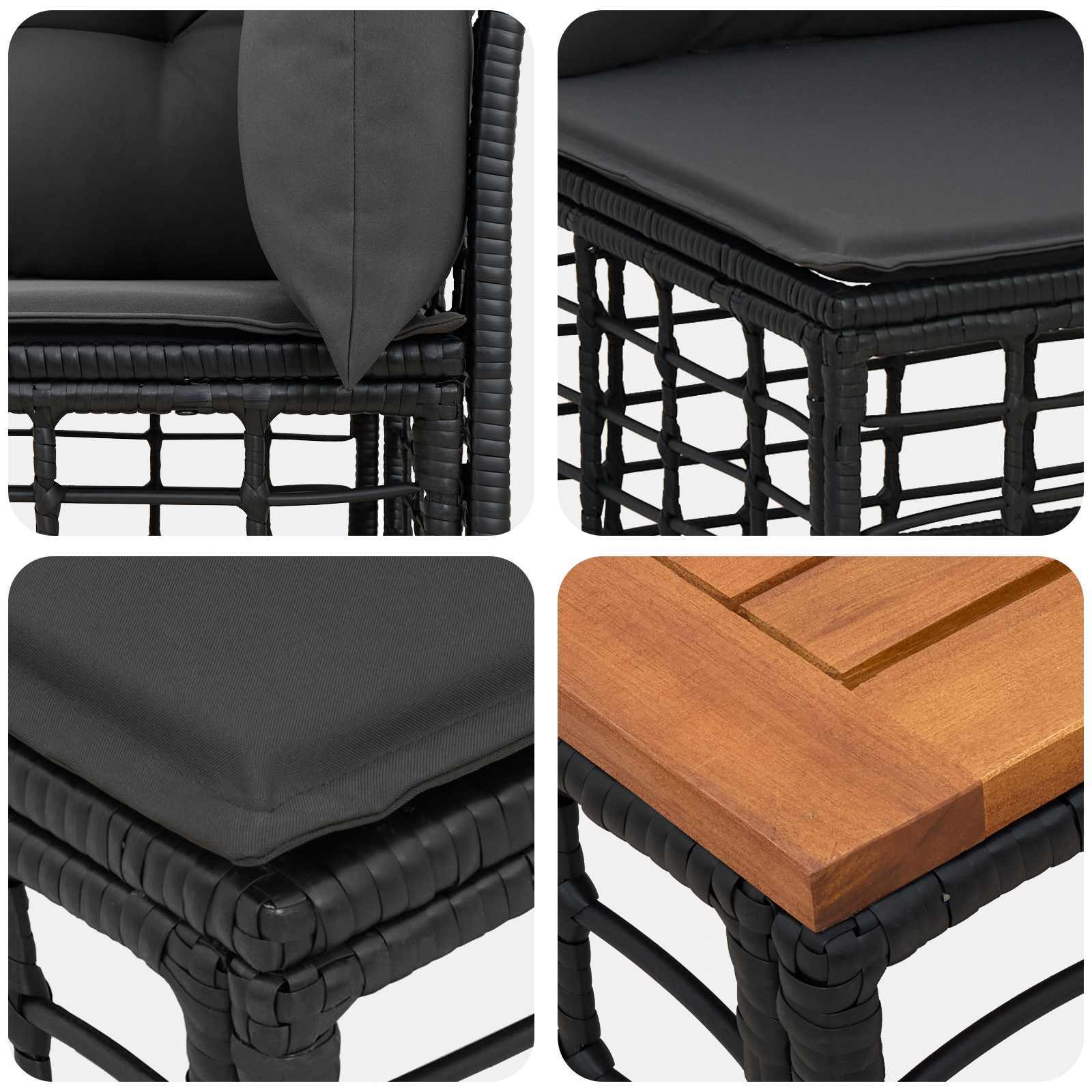 Outdoor-Sofagarnitur 5 stk. Schwarz und Dunkelgrau Polyester