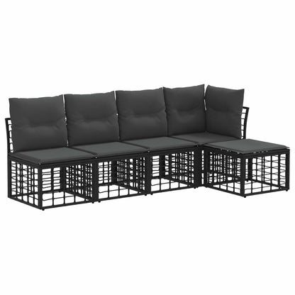 Outdoor-Sofagarnitur Schwarz Polyester