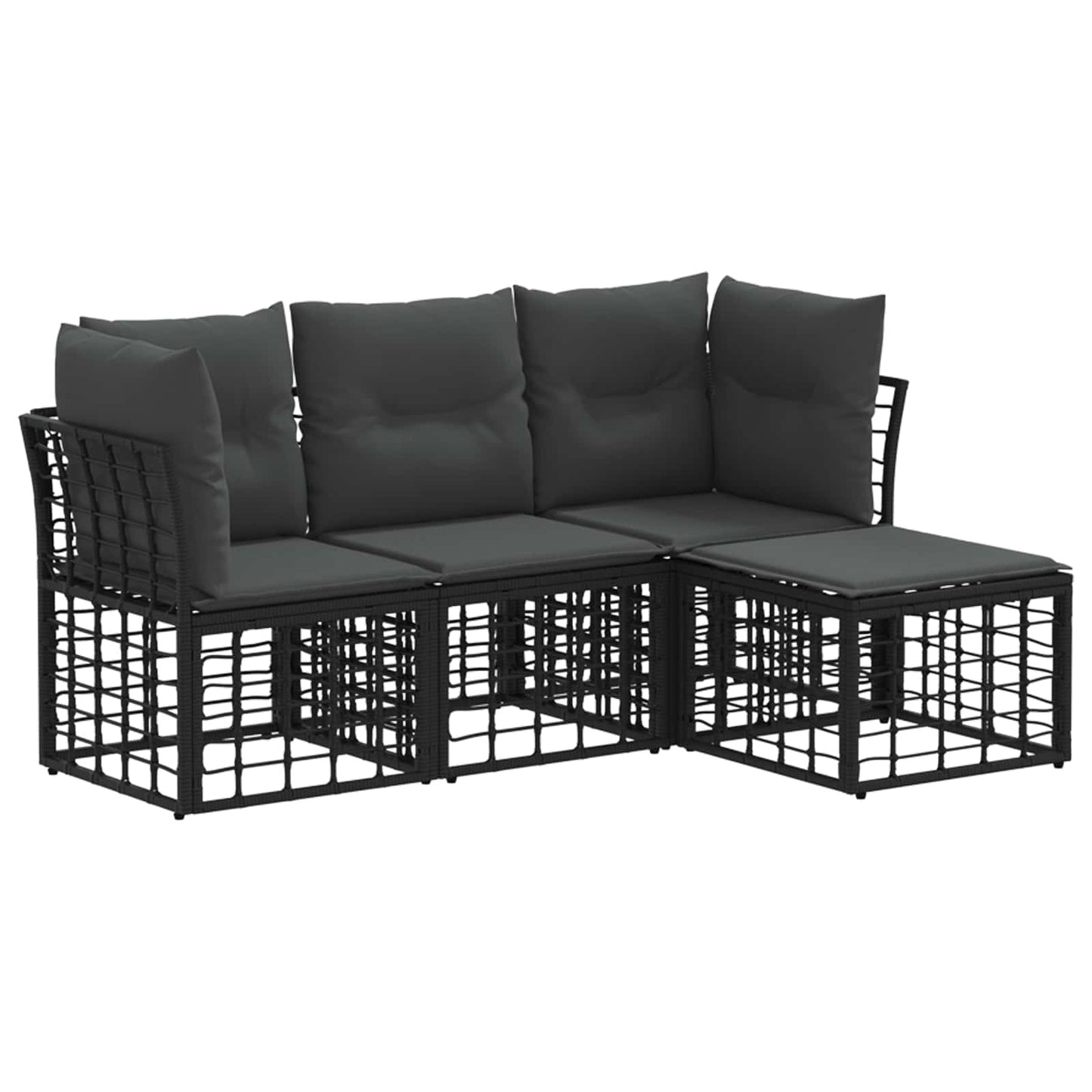 Outdoor-Sofagarnitur Schwarz Polyester