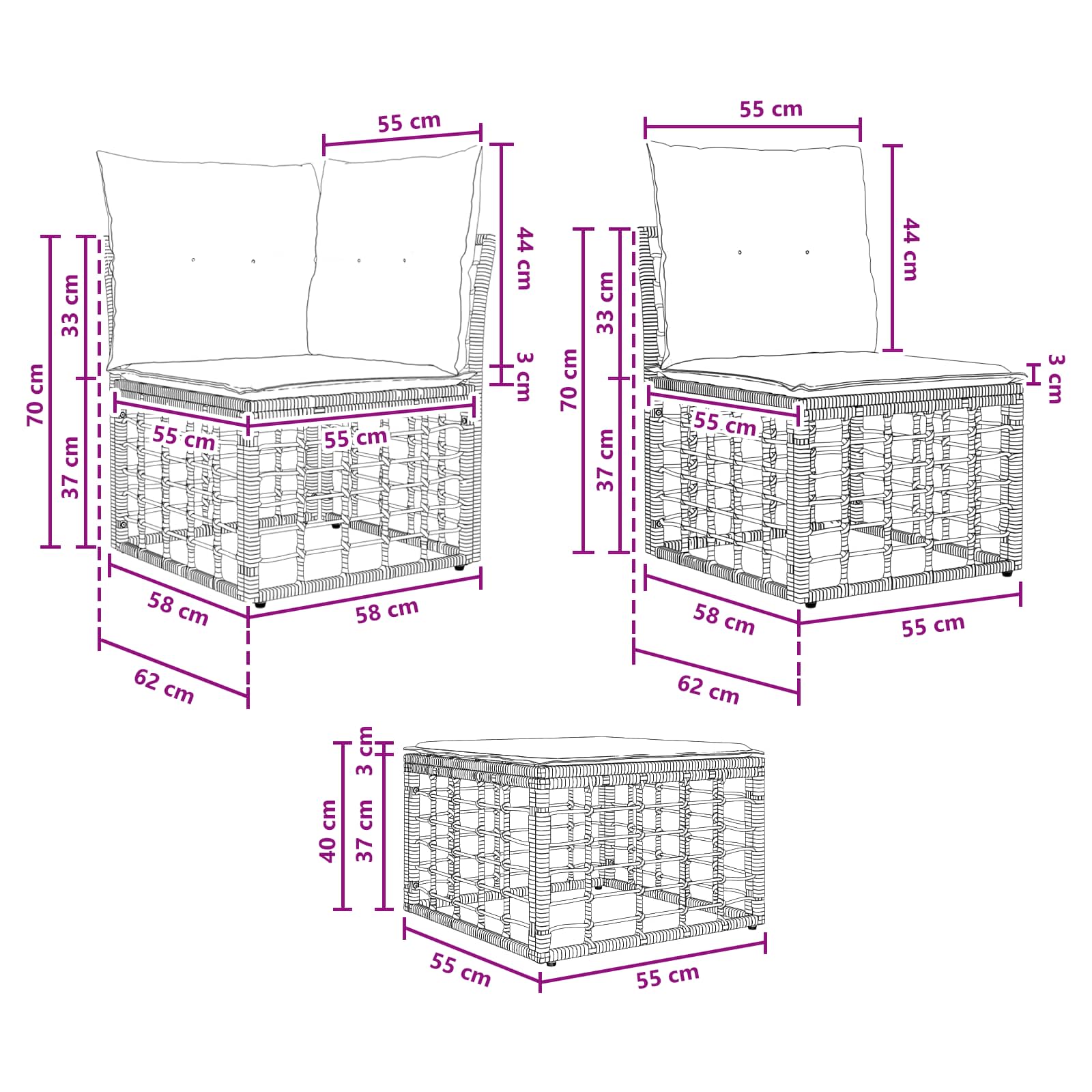 Outdoor-Sofagarnitur Natur Polyester