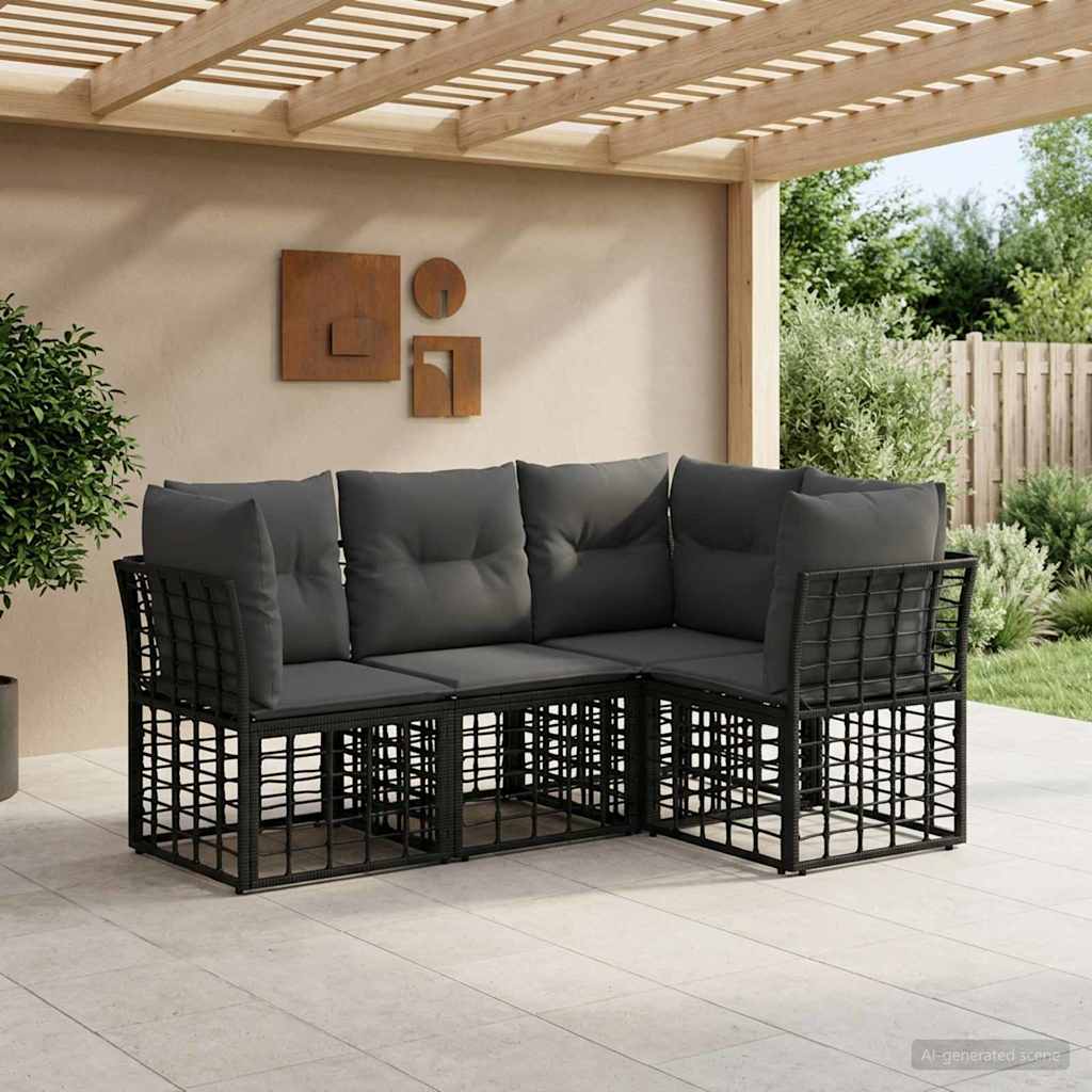 Outdoor-Sofagarnitur Schwarz Polyester