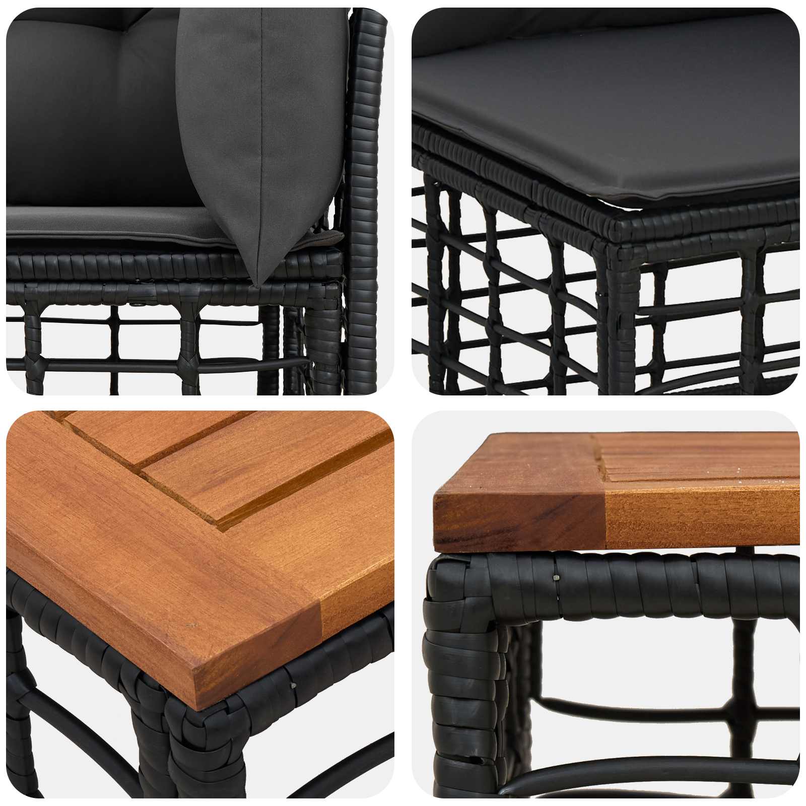 Outdoor-Sofagarnitur 5 stk. Schwarz und Dunkelgrau Polyester