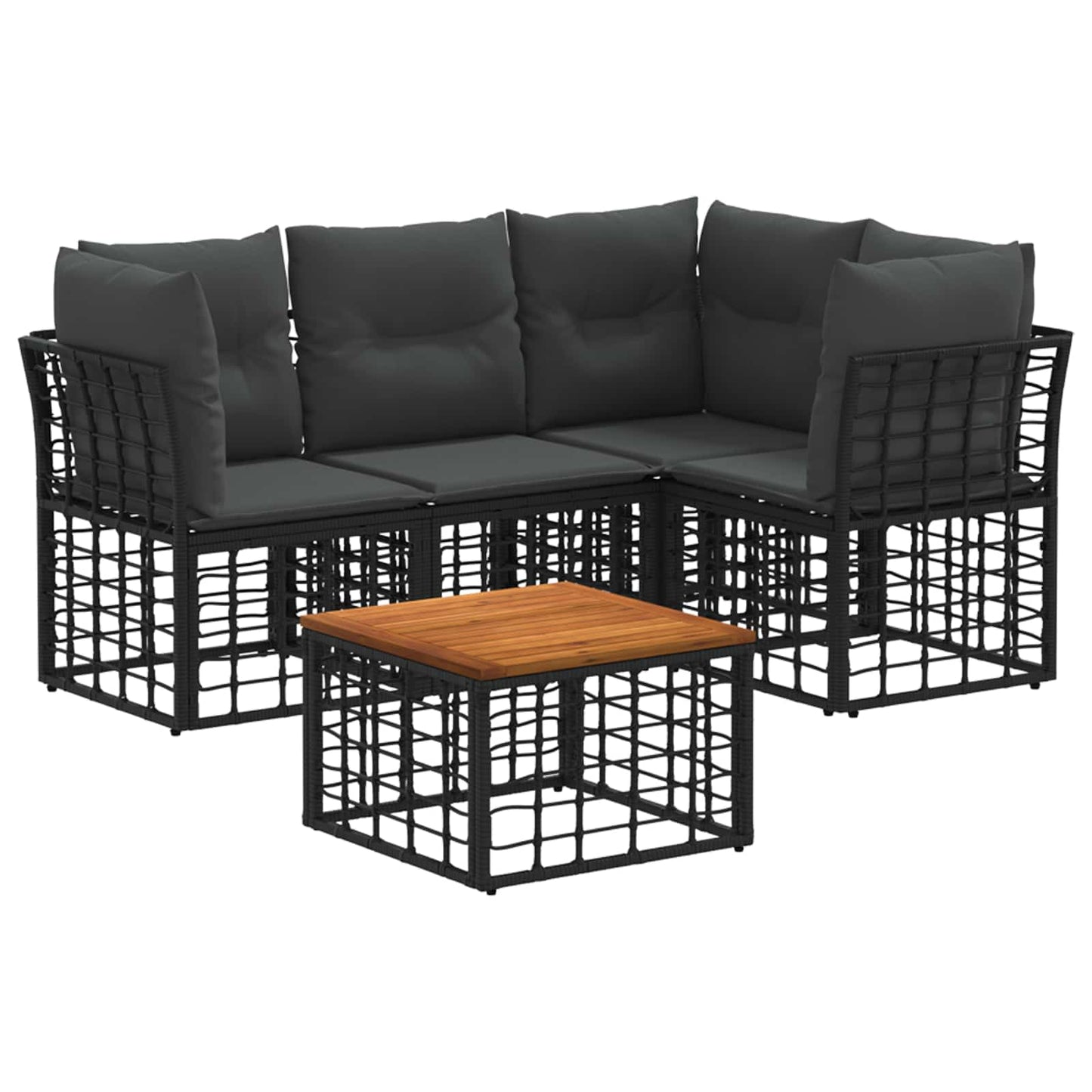 Outdoor-Sofagarnitur 5 stk. Schwarz und Dunkelgrau Polyester