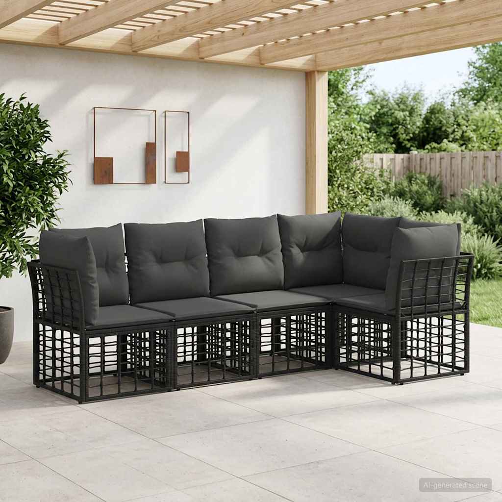 Outdoor-Sofagarnitur Schwarz Polyester