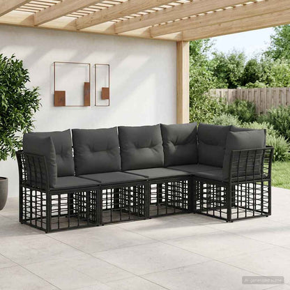Outdoor-Sofagarnitur Schwarz Polyester