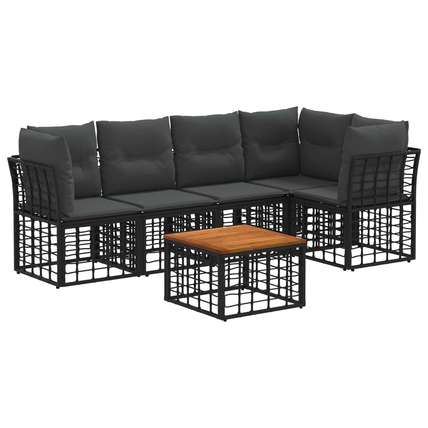 Outdoor-Sofagarnitur 6 stk. Schwarz und Dunkelgrau Polyester