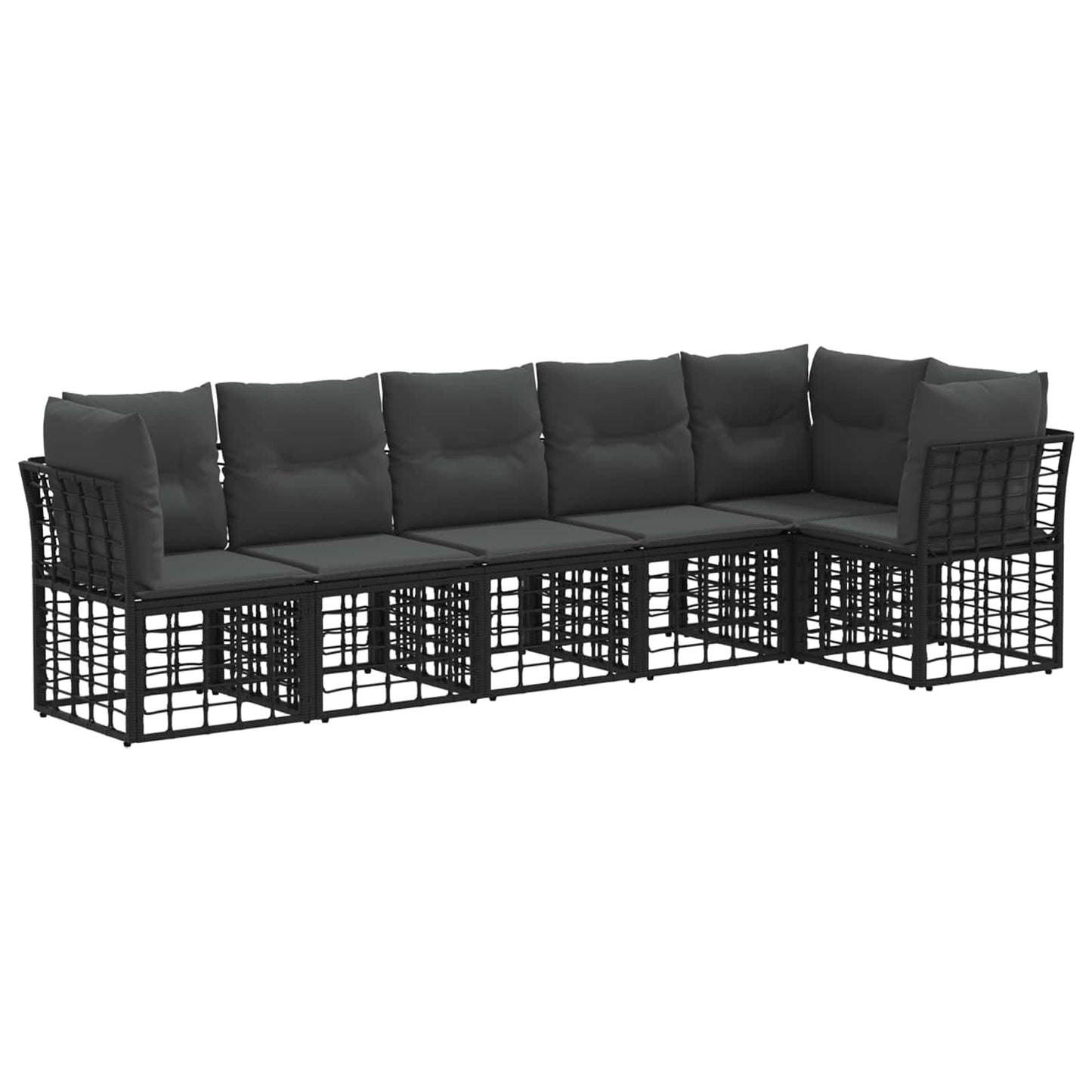 Gartensofa-set 6 pcs Schwarz Poly-Rattan