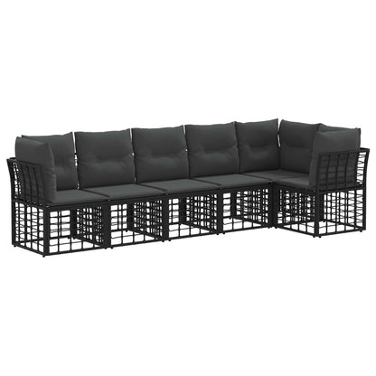 Gartensofa-set 6 stk. Schwarz Poly-Rattan
