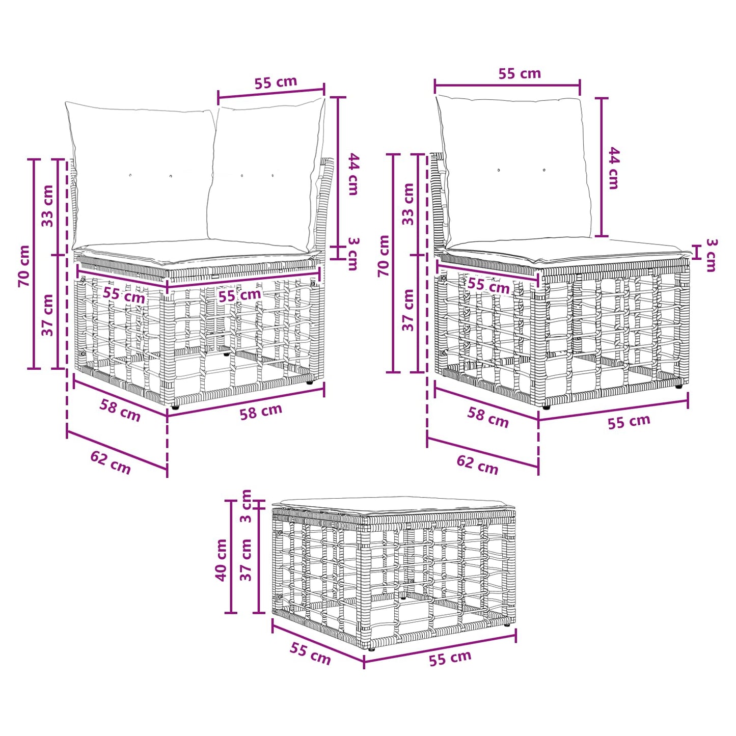 Outdoor-Sofagarnitur Natur Polyester