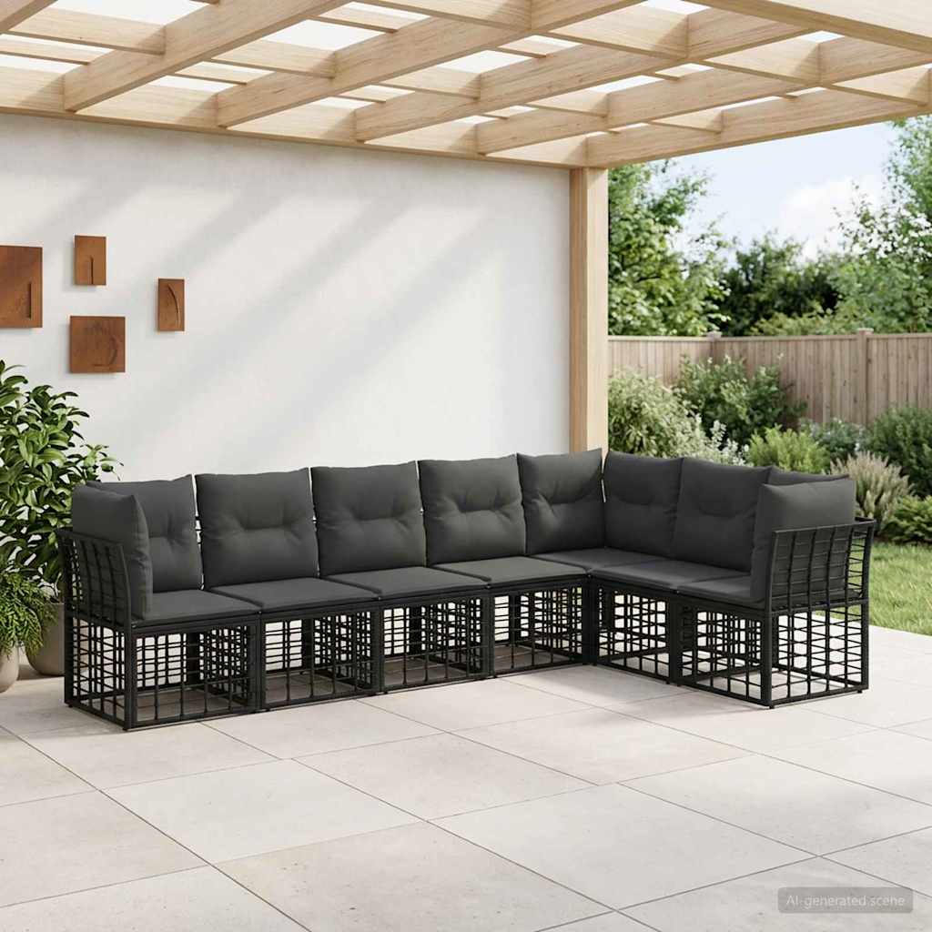 Outdoor-Sofagarnitur Schwarz Polyester