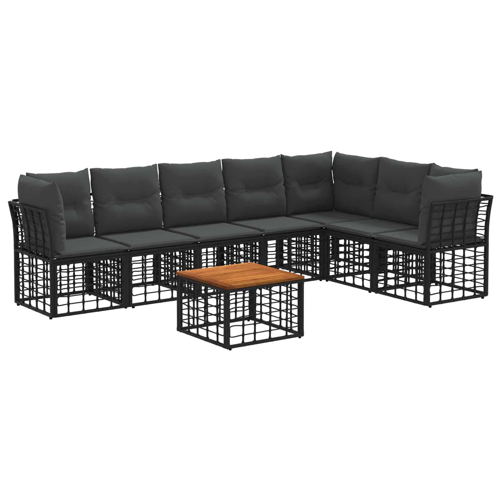 Outdoor-Sofagarnitur 8 stk. Schwarz und Dunkelgrau Polyester