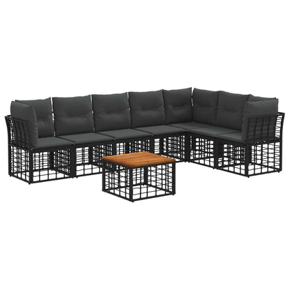 Outdoor-Sofagarnitur 8 stk. Schwarz und Dunkelgrau Polyester