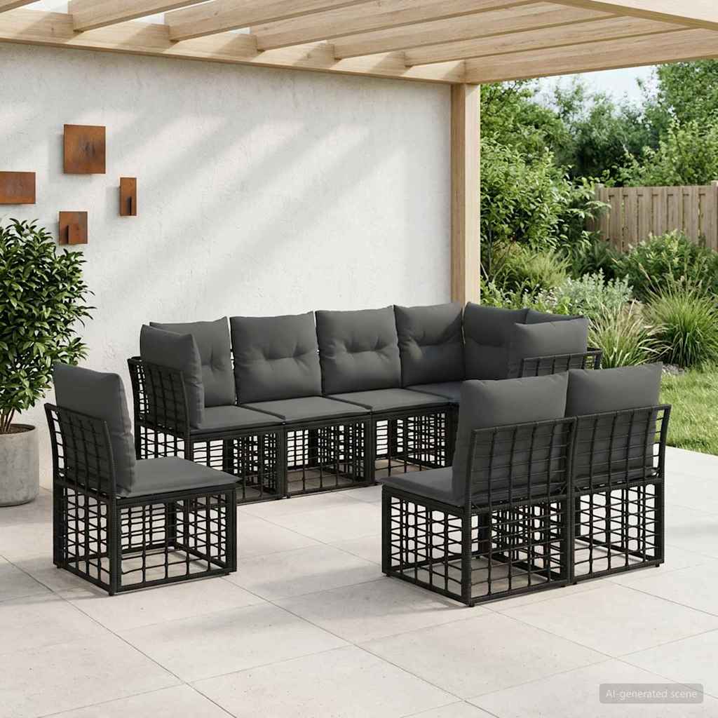 Outdoor-Sofagarnitur Schwarz Polyester