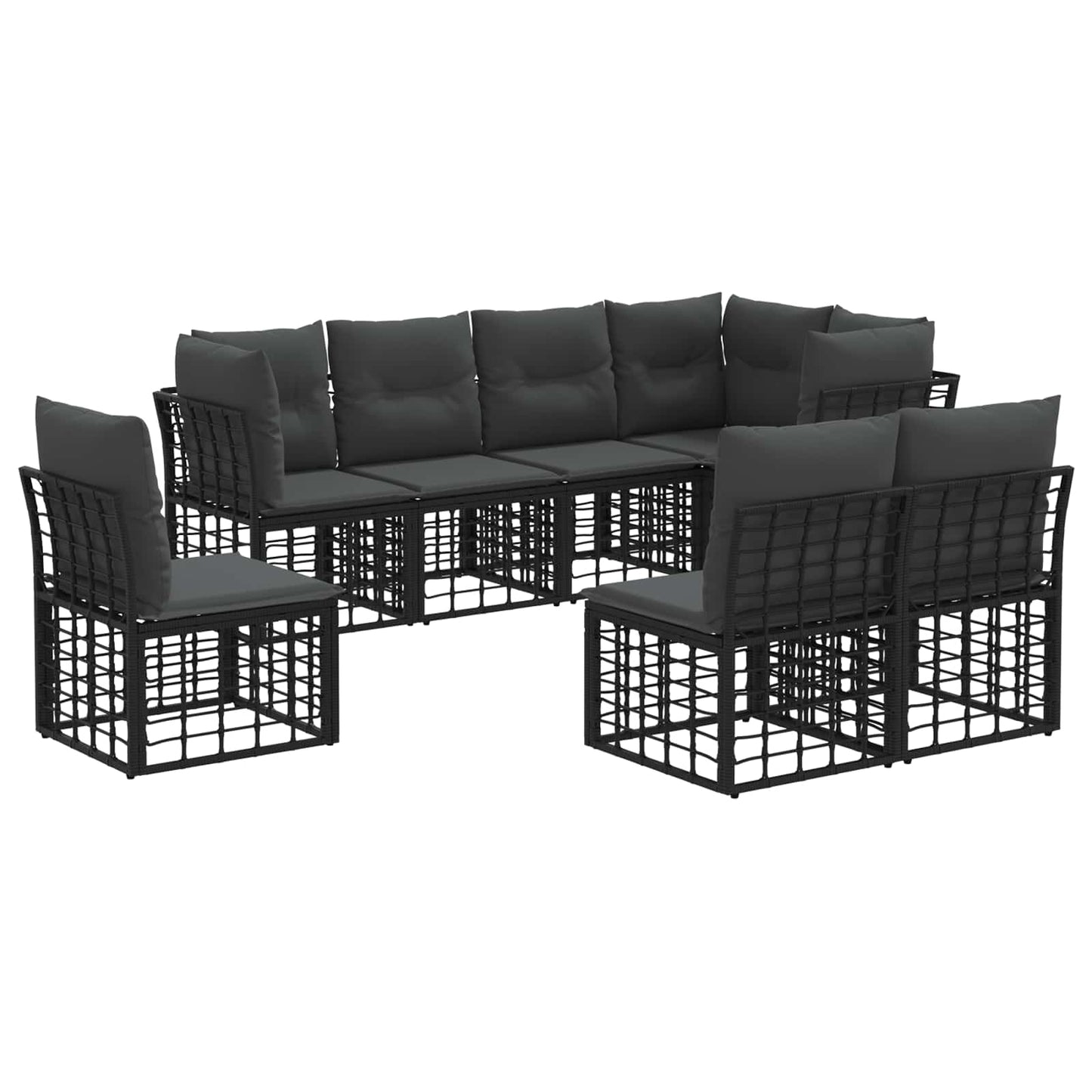 Outdoor-Sofagarnitur Schwarz Polyester