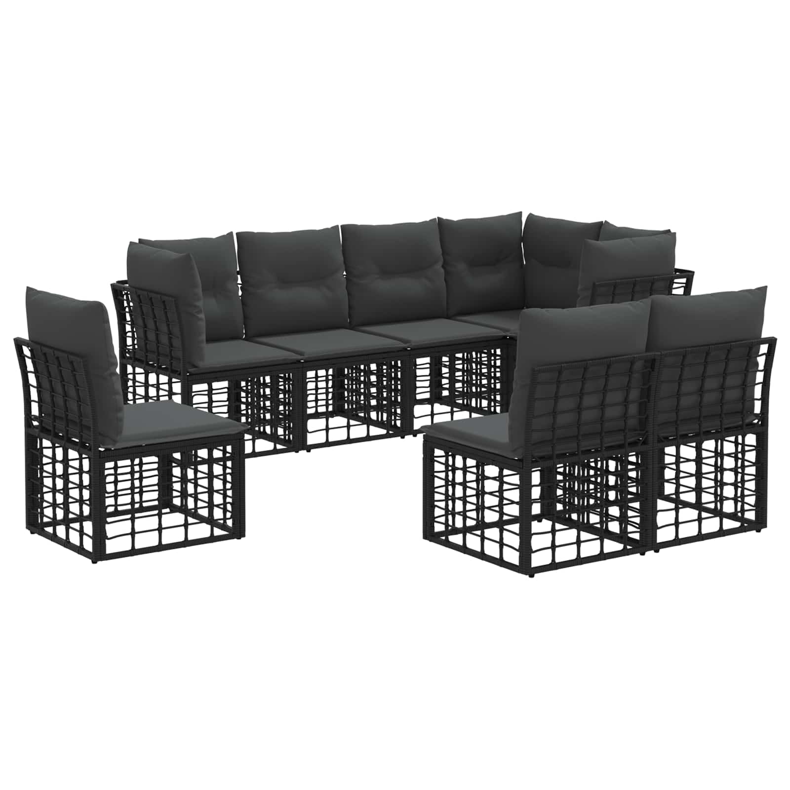 Outdoor-Sofagarnitur Schwarz Polyester