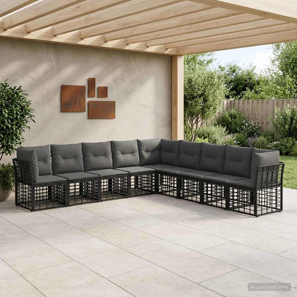Outdoor-Sofagarnitur Schwarz Polyester