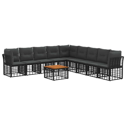 Outdoor-Sofagarnitur 10 stk. Schwarz und Dunkelgrau Polyester