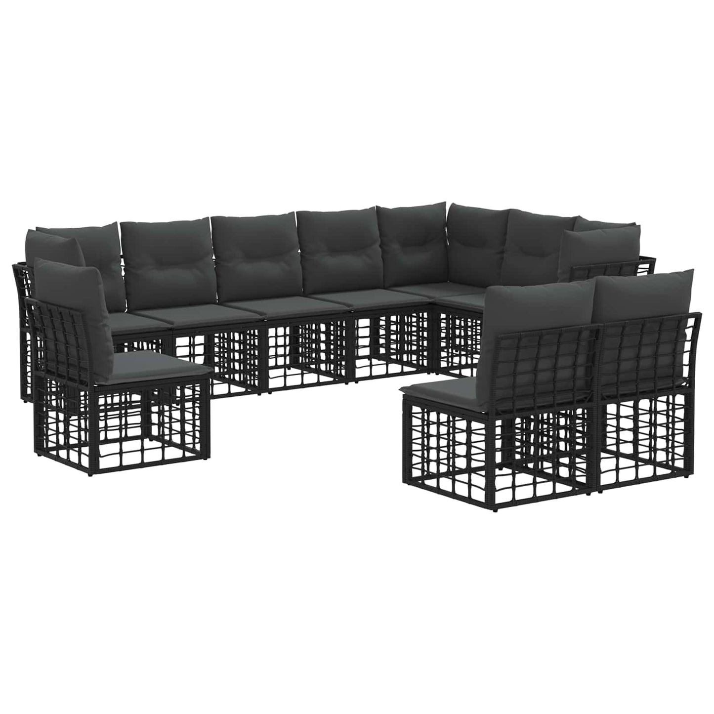 Outdoor-Sofagarnitur Schwarz Polyester