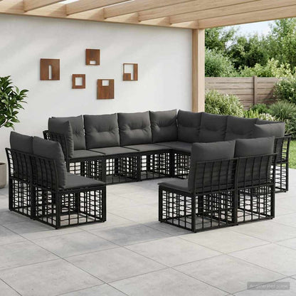 Outdoor-Sofagarnitur Schwarz Polyester