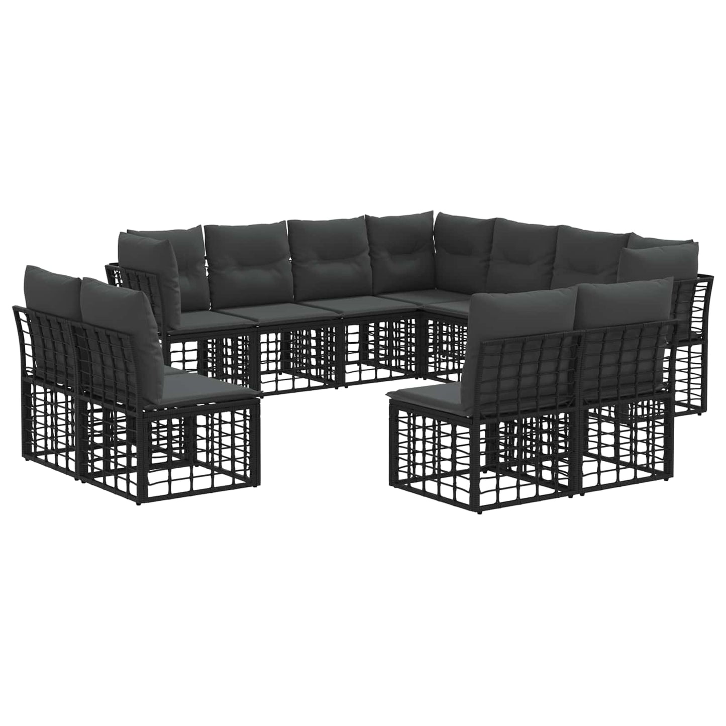 Outdoor-Sofagarnitur Schwarz Polyester